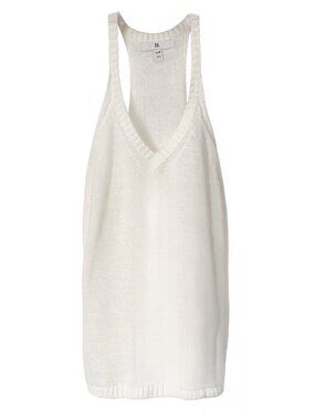 Banana Republic Womens 100% Linen Knit Tank Top V-Neck Racerback Ivory Size S